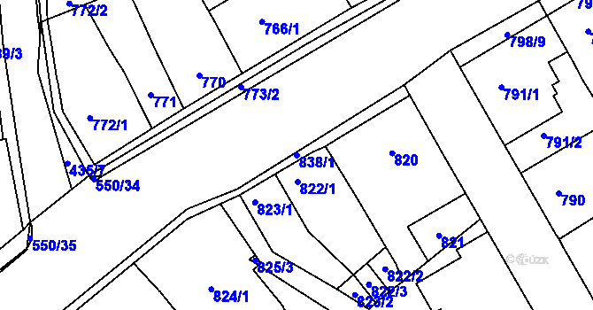 Parcela st. 838/1 v KÚ Zdice, Katastrální mapa