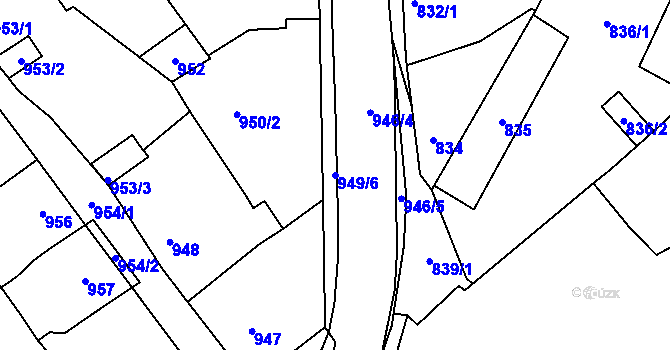 Parcela st. 949/6 v KÚ Zdice, Katastrální mapa