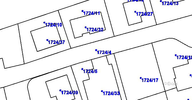 Parcela st. 1724/4 v KÚ Zdice, Katastrální mapa