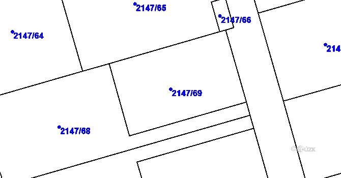 Parcela st. 2147/69 v KÚ Zdice, Katastrální mapa