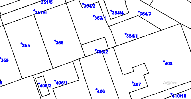 Parcela st. 353/2 v KÚ Zdice, Katastrální mapa