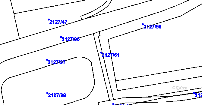 Parcela st. 2127/61 v KÚ Zdice, Katastrální mapa