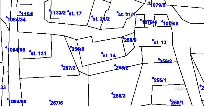 Parcela st. 14 v KÚ Masákova Lhota, Katastrální mapa