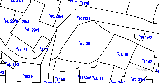 Parcela st. 28 v KÚ Masákova Lhota, Katastrální mapa