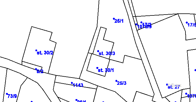 Parcela st. 30/3 v KÚ Masákova Lhota, Katastrální mapa