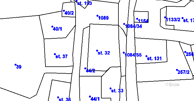 Parcela st. 32 v KÚ Masákova Lhota, Katastrální mapa