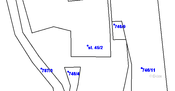 Parcela st. 45/2 v KÚ Masákova Lhota, Katastrální mapa