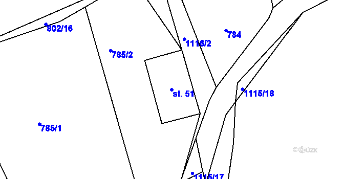 Parcela st. 51 v KÚ Masákova Lhota, Katastrální mapa