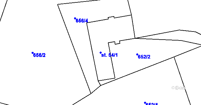 Parcela st. 54/1 v KÚ Masákova Lhota, Katastrální mapa