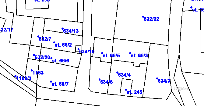 Parcela st. 66/5 v KÚ Masákova Lhota, Katastrální mapa