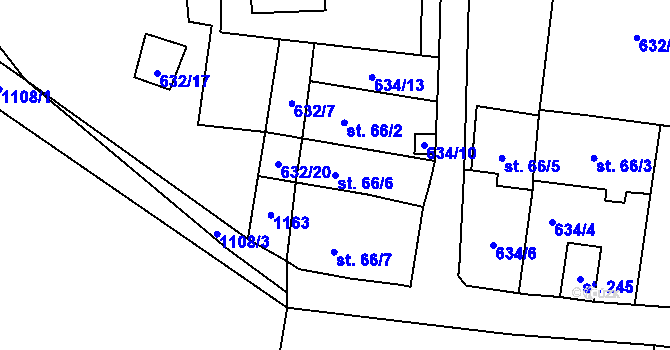 Parcela st. 66/6 v KÚ Masákova Lhota, Katastrální mapa