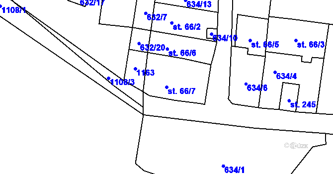 Parcela st. 66/7 v KÚ Masákova Lhota, Katastrální mapa