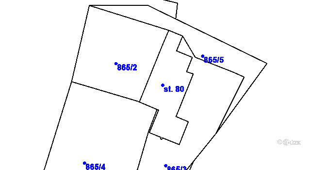 Parcela st. 80 v KÚ Masákova Lhota, Katastrální mapa