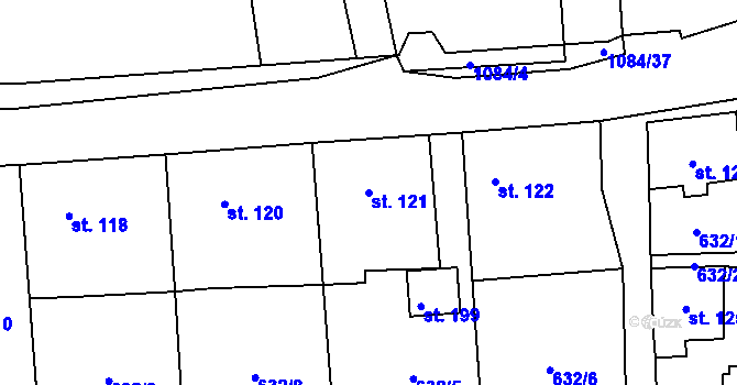 Parcela st. 121 v KÚ Masákova Lhota, Katastrální mapa