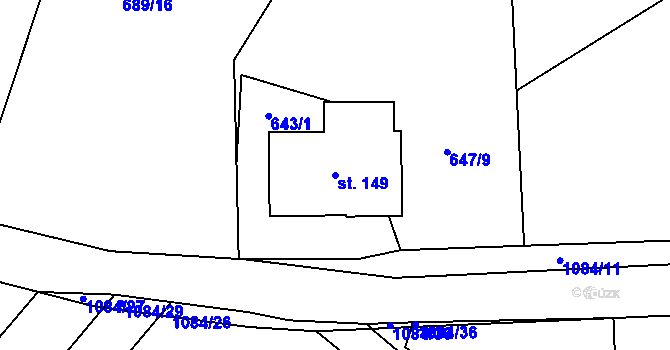 Parcela st. 149 v KÚ Masákova Lhota, Katastrální mapa