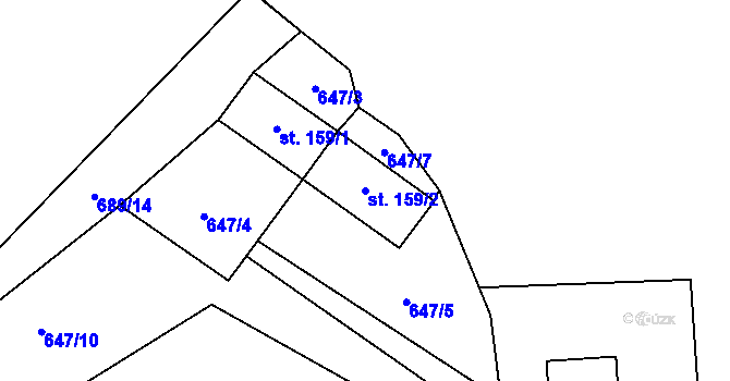 Parcela st. 159/2 v KÚ Masákova Lhota, Katastrální mapa