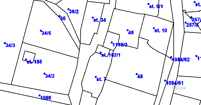 Parcela st. 162/1 v KÚ Masákova Lhota, Katastrální mapa