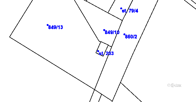 Parcela st. 203 v KÚ Masákova Lhota, Katastrální mapa