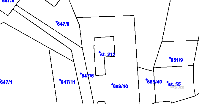 Parcela st. 212 v KÚ Masákova Lhota, Katastrální mapa