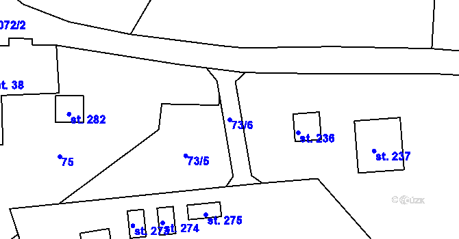 Parcela st. 73/6 v KÚ Masákova Lhota, Katastrální mapa