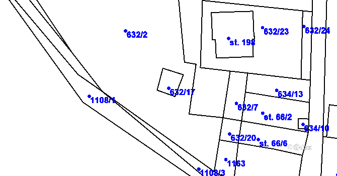 Parcela st. 632/17 v KÚ Masákova Lhota, Katastrální mapa