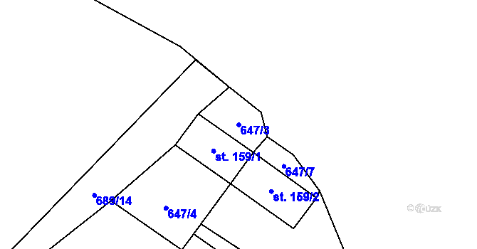 Parcela st. 647/3 v KÚ Masákova Lhota, Katastrální mapa