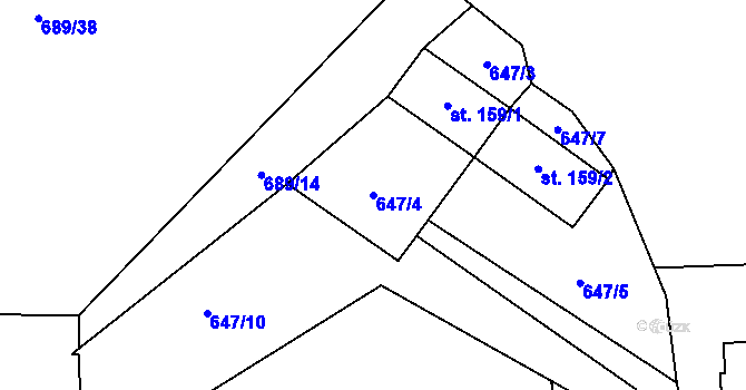 Parcela st. 647/4 v KÚ Masákova Lhota, Katastrální mapa