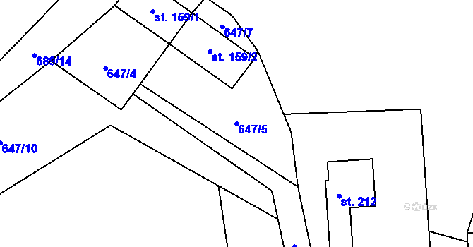Parcela st. 647/5 v KÚ Masákova Lhota, Katastrální mapa