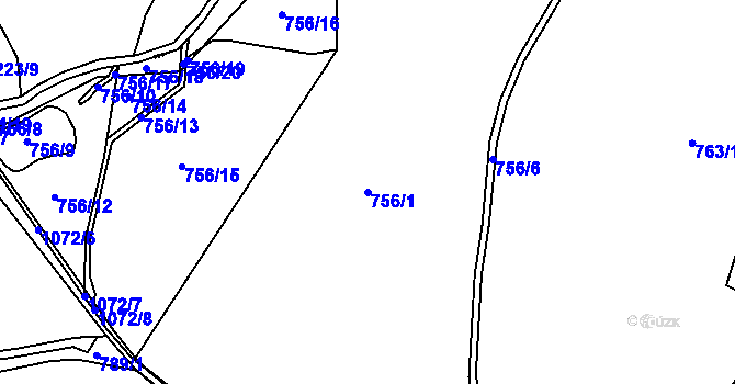 Parcela st. 756/1 v KÚ Masákova Lhota, Katastrální mapa