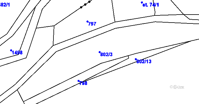 Parcela st. 802/3 v KÚ Masákova Lhota, Katastrální mapa