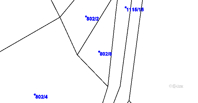 Parcela st. 802/8 v KÚ Masákova Lhota, Katastrální mapa