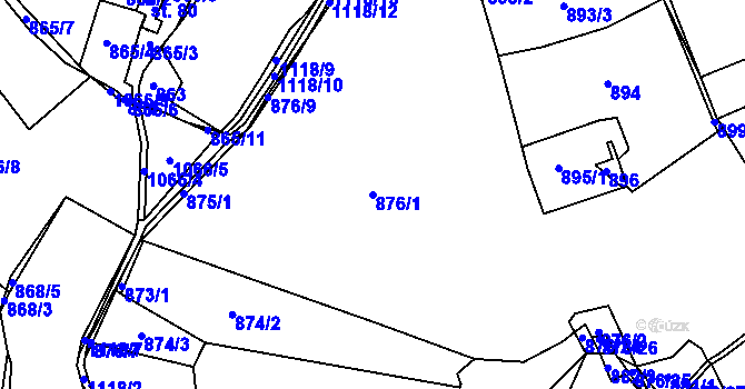 Parcela st. 876/1 v KÚ Masákova Lhota, Katastrální mapa