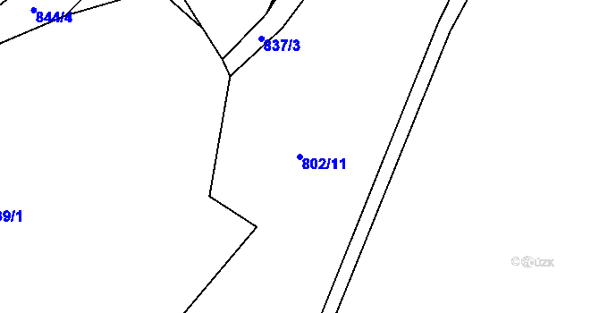 Parcela st. 802/11 v KÚ Masákova Lhota, Katastrální mapa