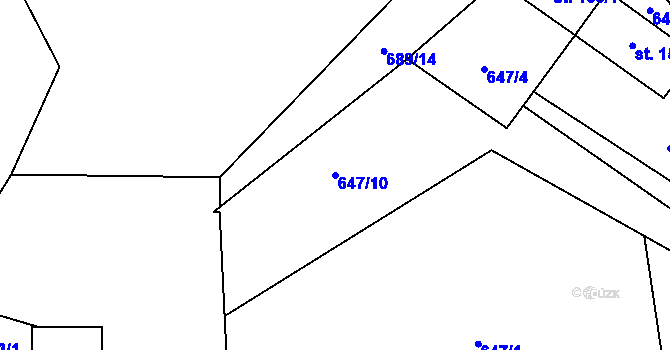 Parcela st. 647/10 v KÚ Masákova Lhota, Katastrální mapa
