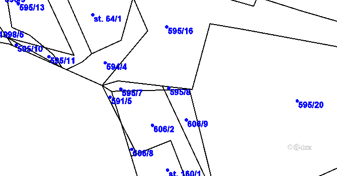 Parcela st. 595/8 v KÚ Masákova Lhota, Katastrální mapa