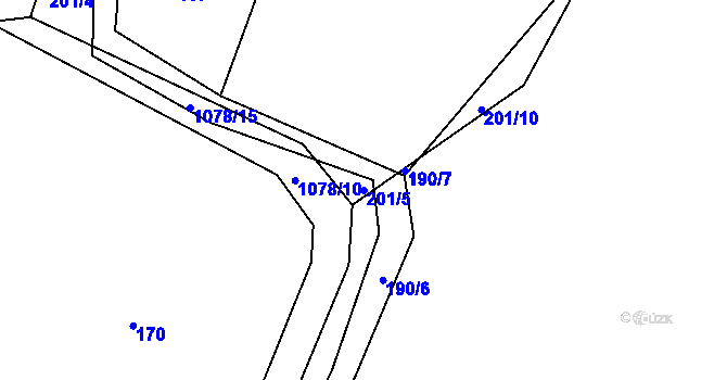 Parcela st. 201/5 v KÚ Masákova Lhota, Katastrální mapa