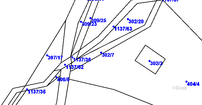 Parcela st. 302/7 v KÚ Masákova Lhota, Katastrální mapa