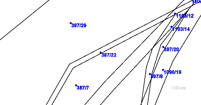 Parcela st. 387/22 v KÚ Masákova Lhota, Katastrální mapa