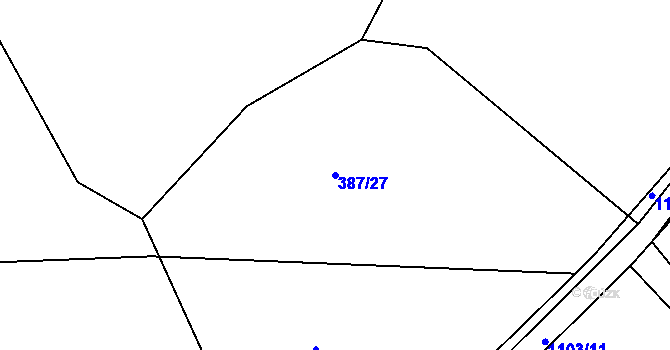 Parcela st. 387/27 v KÚ Masákova Lhota, Katastrální mapa