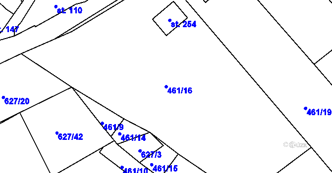 Parcela st. 461/16 v KÚ Masákova Lhota, Katastrální mapa