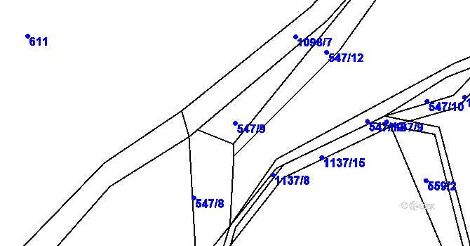 Parcela st. 547/9 v KÚ Masákova Lhota, Katastrální mapa