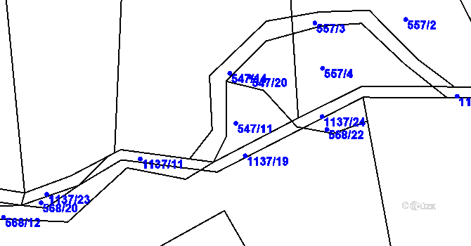 Parcela st. 547/11 v KÚ Masákova Lhota, Katastrální mapa