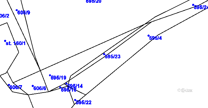 Parcela st. 595/23 v KÚ Masákova Lhota, Katastrální mapa