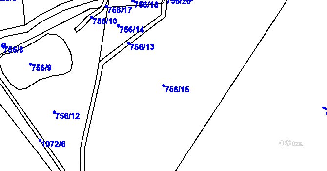 Parcela st. 756/15 v KÚ Masákova Lhota, Katastrální mapa