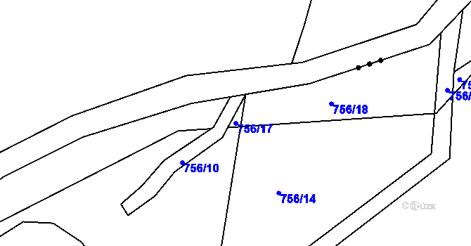 Parcela st. 756/17 v KÚ Masákova Lhota, Katastrální mapa