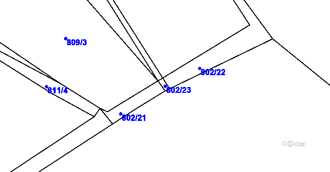 Parcela st. 802/23 v KÚ Masákova Lhota, Katastrální mapa