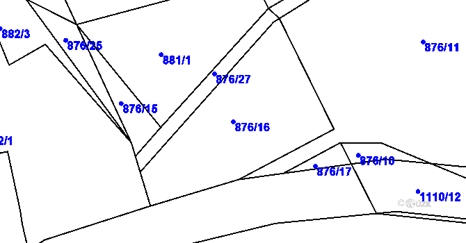 Parcela st. 876/16 v KÚ Masákova Lhota, Katastrální mapa
