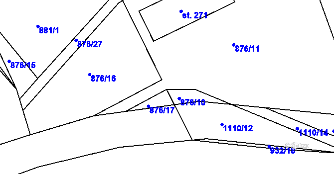 Parcela st. 876/18 v KÚ Masákova Lhota, Katastrální mapa