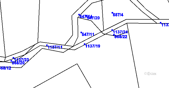 Parcela st. 1137/19 v KÚ Masákova Lhota, Katastrální mapa