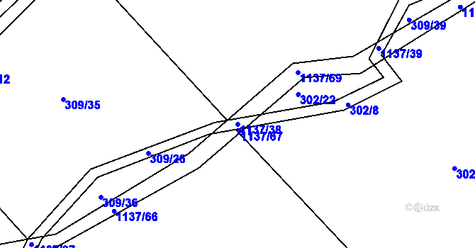 Parcela st. 1137/38 v KÚ Masákova Lhota, Katastrální mapa